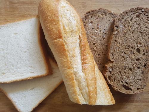a group of three slices of bread on a table at VN Guesthouse in Kanchanaburi