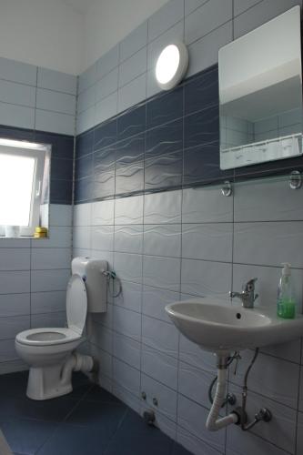 un baño con inodoro y lavabo en Apartments Durutović, en Bar