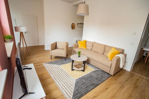 Ruang duduk di Eckhof Domizil - Großzügige Ferienwohnung mit kleinem Garten in der Altstadt von Gotha