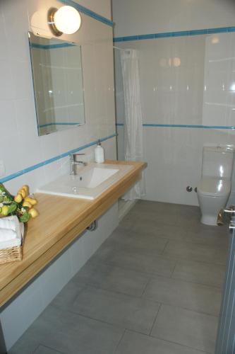 a bathroom with a sink and a toilet at Las Casinas de la Granda in Nueva de Llanes