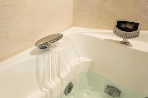 a stream of water coming out of a bath tub at La Vie Voyage in Langeais
