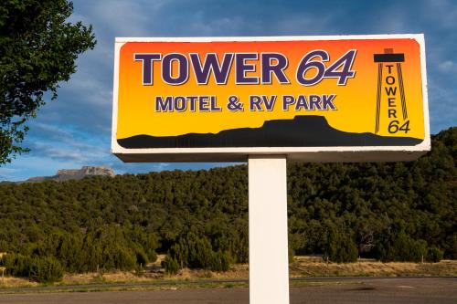 a sign for a motel and rv park at Tower 64 Motel & RV in Trinidad
