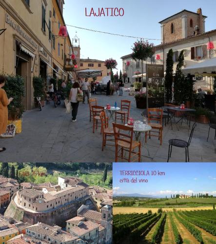 a collage of two pictures of a city and a town at MADI' casa vacanze in Laiatico