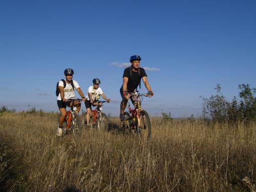 a group of three people riding bikes in a field at Nave Redonda do Cerro – Countryside & Nature in Nave Redonda