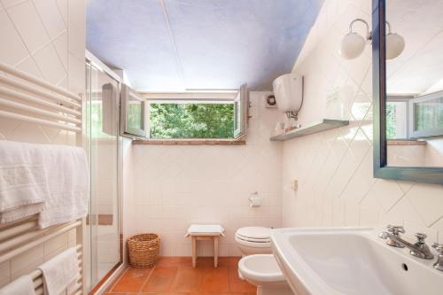 a bathroom with a toilet and a sink at Sette Querce in San Casciano dei Bagni