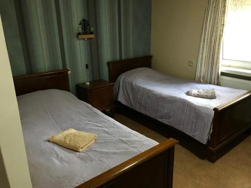 a bedroom with two beds and a window at Garden Hotel Pasanauri since 1892 in Passanauri