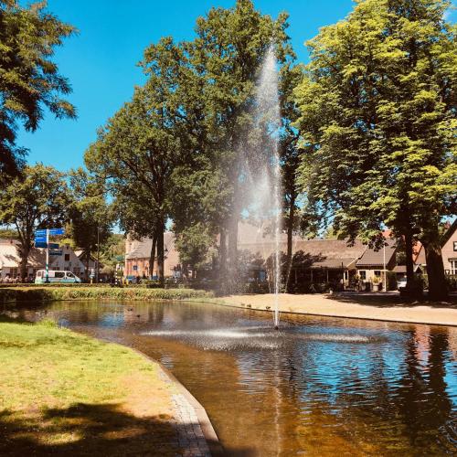 a fountain in the middle of a pond at The Livingrooms Laren in Laren