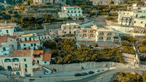 an aerial view of a city with houses at Ferriere Apartment in Scala