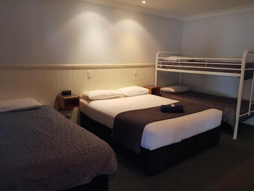 Un pat sau paturi într-o cameră la Dirranbandi Motor Inn