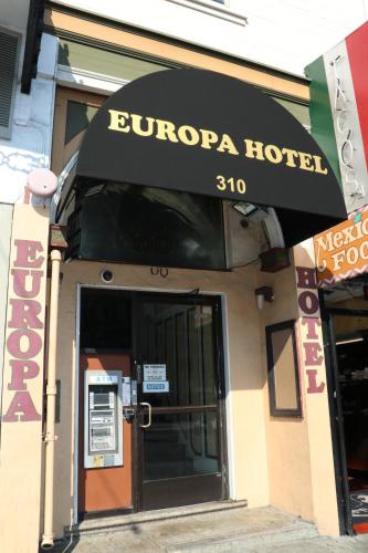 a buloco hotel with a sign over the door at Europa Hotel in San Francisco