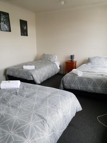 Habitación con 2 camas en una habitación en Horse and Jockey Inn, en Matamata
