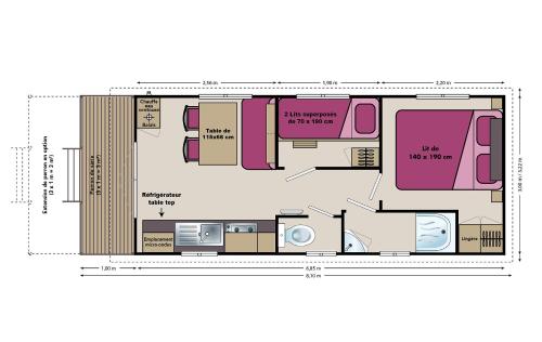 a floor plan of a house at Camping La Ferme de Castellane in Castellane