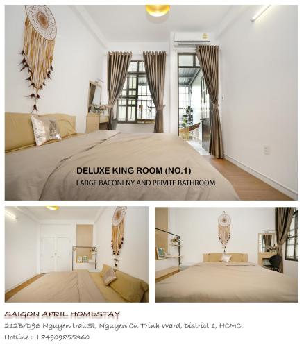 Ένα ή περισσότερα κρεβάτια σε δωμάτιο στο Saigon April Homestay