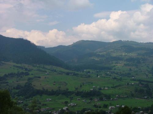 a view of a green valley with mountains at Аня Рома in Lazeshchyna