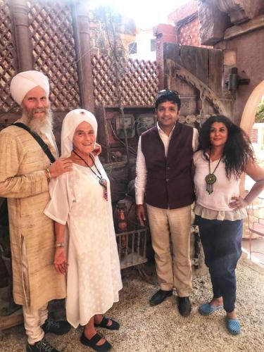 a group of people posing for a picture at The Blue House in Jodhpur