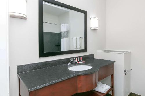 a bathroom with a sink and a mirror at Baymont by Wyndham McComb in McComb
