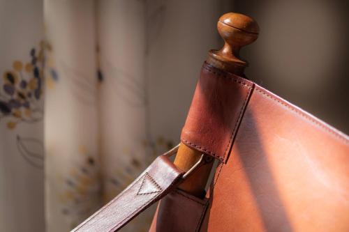 a close up of a brown leather bag at Edgar Townhouse in Bath