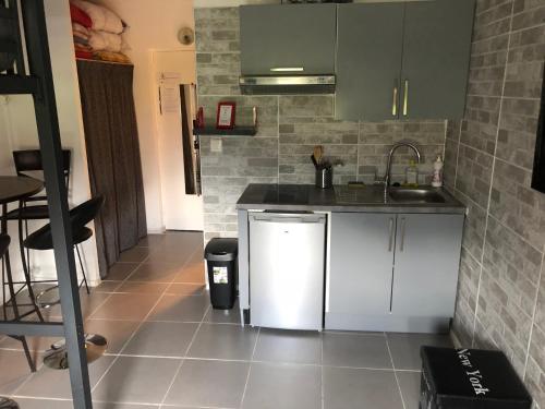 a small kitchen with a sink and a dishwasher at Station de ski Superdevoluy du bois d aurouze in Le Dévoluy