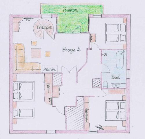 a drawing of a floor plan of a house at Stanzl Haus in Kaltenbach