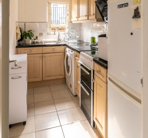 eine Küche mit Spüle und Geschirrspüler in der Unterkunft The Chelsea Apartment in London