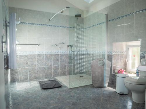 une salle de bain avec douche et toilettes dans l'établissement La Maynadie, à Andouque