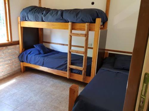 two bunk beds in a room with a ladder at Cabañas De La Comarca in El Bolsón