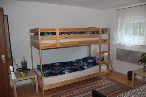 a bedroom with two bunk beds in a room at TOP gelegenes Appartment tla mit Garten für bis zu 5 Personen in Kaiserslautern