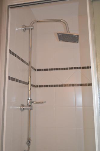 a shower with a shower head and a shower at Gîte Wellness "Le Poirier" in Durbuy