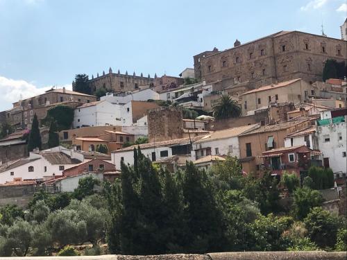 a small town with a lot of houses and trees at Casa Sierpes in Cáceres