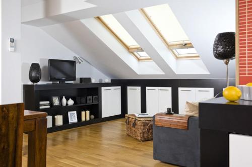 a living room with a couch and a tv at Apartament Senatorski in Kazimierz Dolny