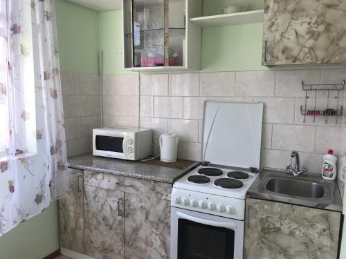 Virtuvė arba virtuvėlė apgyvendinimo įstaigoje Apartment G-Kvartal at Begovaya