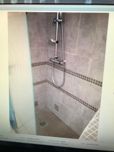 une douche dans la salle de bains dans l'établissement Marina corsa, à Ghisonaccia