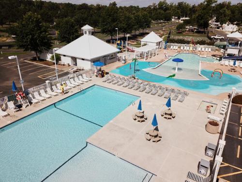 an overhead view of a pool at a resort at Grey's Point Camp Cottage 7 in Locklies