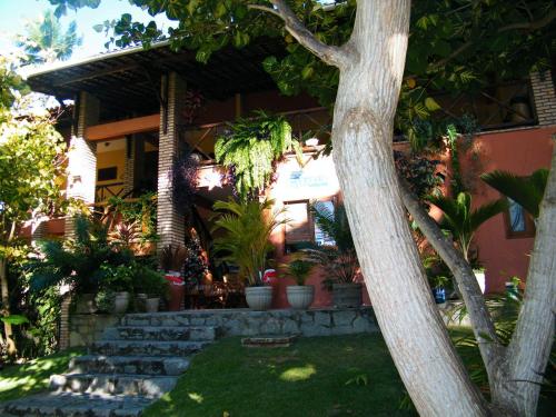a house with a bunch of plants in the yard at Igarakuê Flat in Japaratinga
