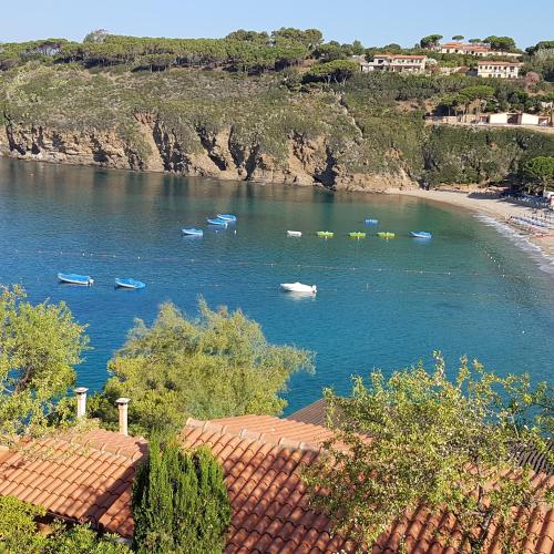 a view of a river with boats in the water at Rosa dei Venti in Capoliveri