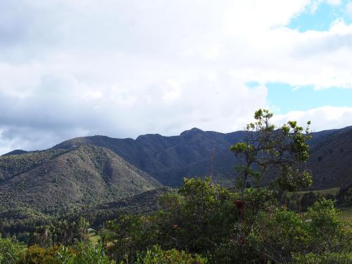 a view of a mountain with trees and mountains at Jardin Colibri RNT 33633 in Guatavita