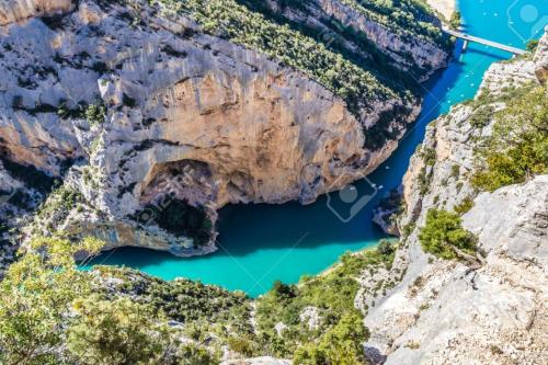 a view of the blue river from the mountains stock photo at Entre Mer et Estérel in Roquebrune-sur-Argens
