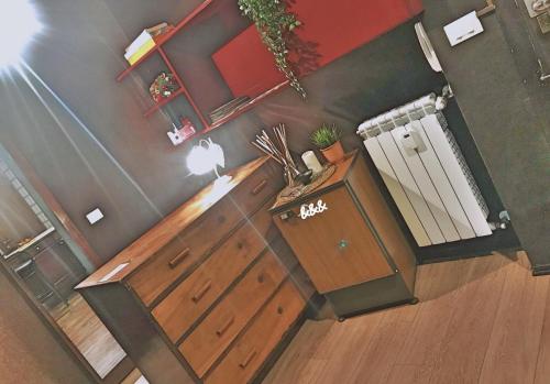 an overhead view of an apple counter in a room at B&B Le Terrazze in Bologna