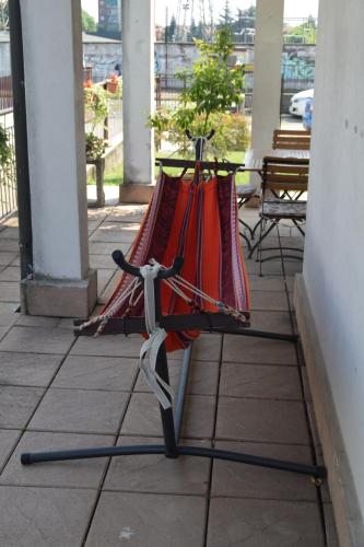 a group of umbrellas sitting on a patio at B&B Villa Lodigiana in Brugherio