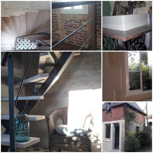 a collage of photos showing different types of stairs at La Cantellerie in Courseulles-sur-Mer