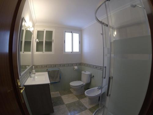 a bathroom with a toilet and a sink and a shower at ALTILLO 25 GARAJE Y WIFI GRATIS in Córdoba