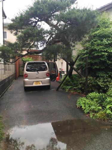 a car parked under a tree in a driveway at Kasumi-an in Kumamoto