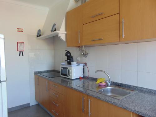 a kitchen with a sink and a microwave at BEM ME QUER 1 in Almada