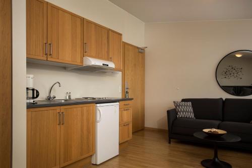 Kuchyň nebo kuchyňský kout v ubytování Hotel Frón
