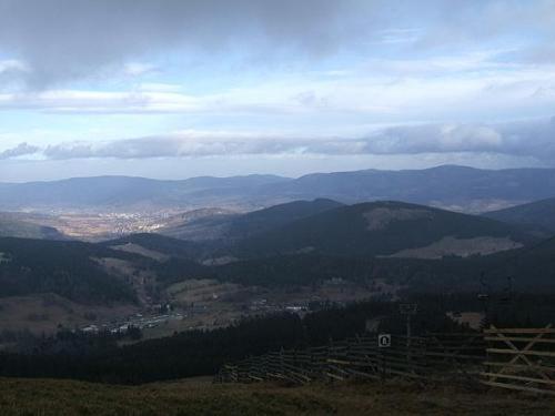 a view of a valley with mountains in the distance at Hotel i Restauracja ABIS in Bystrzyca Kłodzka