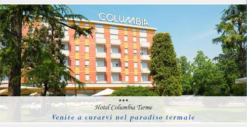 a rendering of a hotel building with a sign at Hotel Columbia Terme in Abano Terme