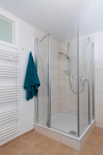 Bilik mandi di Wiesenzauber Appartement