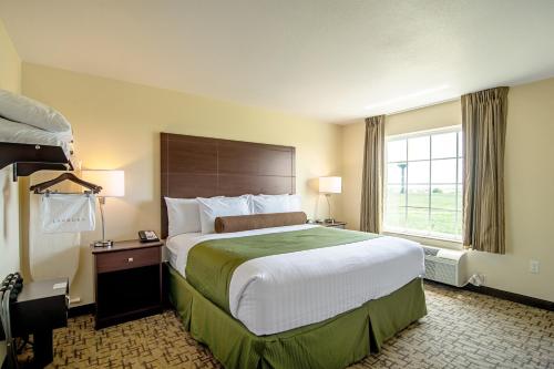 Säng eller sängar i ett rum på Cobblestone Hotel & Suites - Paxton