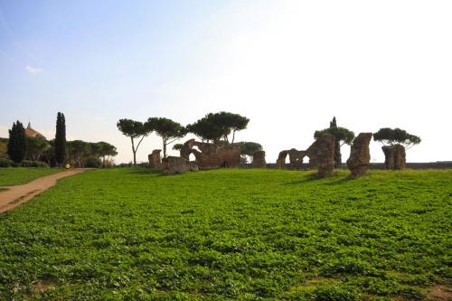 a field of grass with trees and a dirt road at City Guest House in Rome