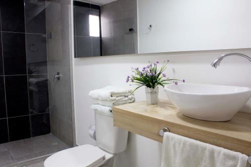 Koupelna v ubytování Hotel Boutique Plaza